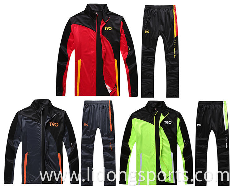 Custom Sports Men Training Jogging Jacket Plain Soccer Team Tracksuit Jacket Black And Red Track Jacket